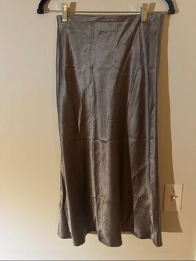 Babaton Satin Bias Midi Skirt in Taupe